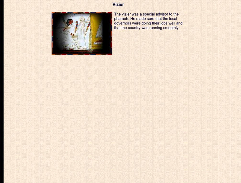 Ancient Egypt: Vizier Handout Ancient Egypt: Vizier Handout