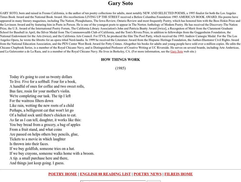 University of Pennsylvania: Gary Soto "How Things Work" Unit Plan University of Pennsylvania: Gary Soto "How Things Work" Unit Plan