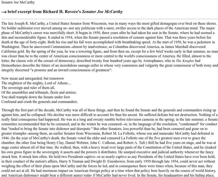 University of Pennsylvania: Senator Joe Mc Carthy Handout University of Pennsylvania: Senator Joe Mc Carthy Handout