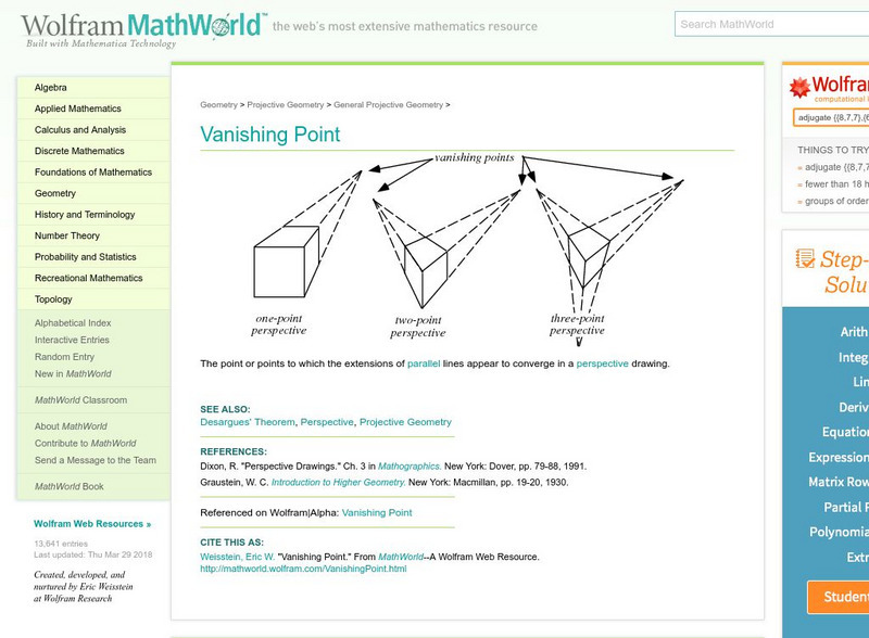 Wolfram Math World: Vanishing Point Handout Wolfram Math World: Vanishing Point Handout