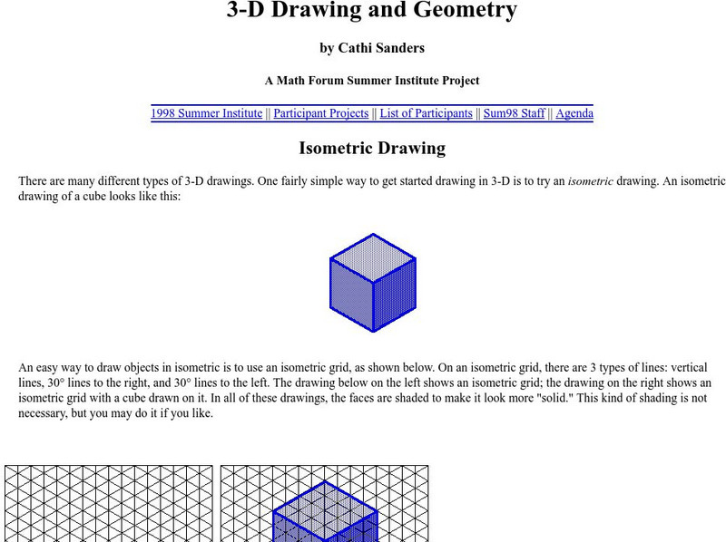 The Math Forum: Drexel University: Math Forum: 3 D Drawing and Geometry Unit Plan The Math Forum: Drexel University: Math Forum: 3 D Drawing and Geometry Unit Plan