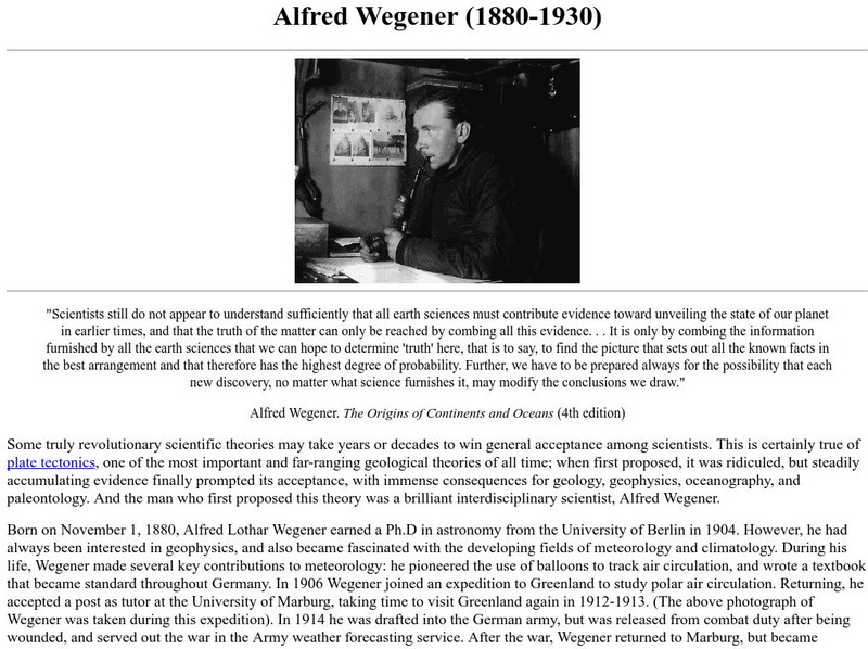 Ucmp: Wegener (1880 1930) Handout Ucmp: Wegener (1880 1930) Handout