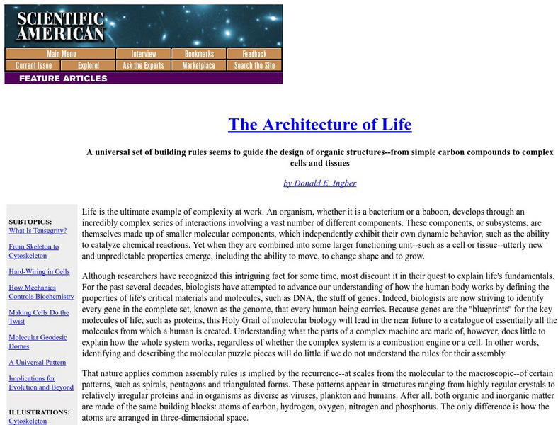 Organic Structures:the Architecture of Life Handout Organic Structures:the Architecture of Life Handout