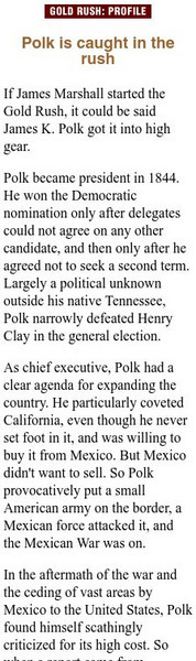 The Sacramento Bee: Polk Is Caught in the Rush Handout The Sacramento Bee: Polk Is Caught in the Rush Handout