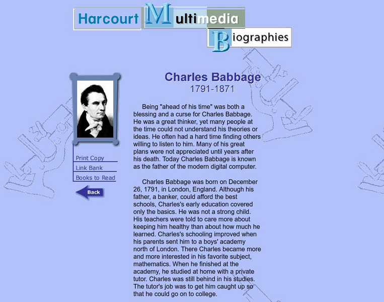 Harcourt: Biographies: Charles Babbage Website