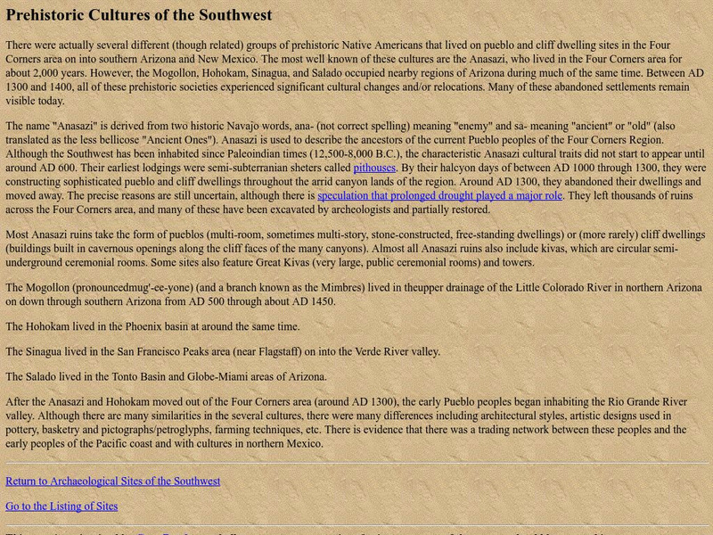 Penn State: Prehistoric Cultures of the Southwest Website Penn State: Prehistoric Cultures of the Southwest Website