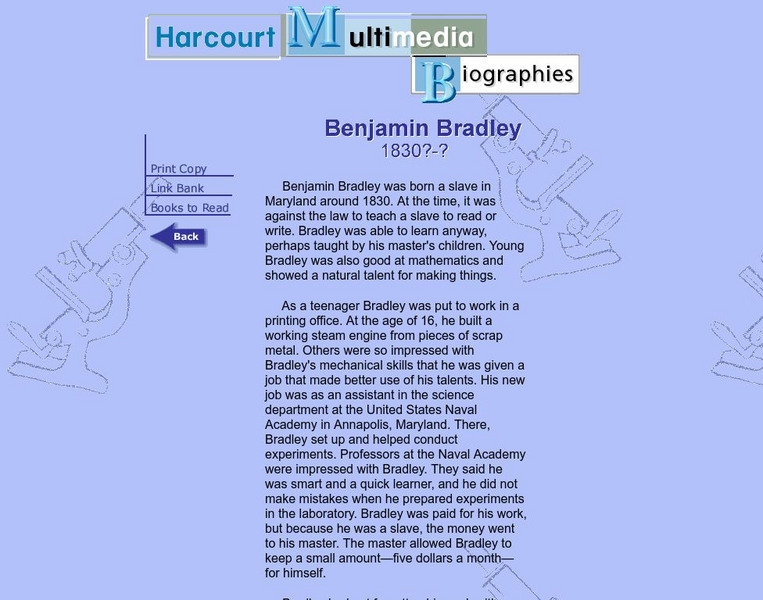 Harcourt: Biographies: Benjamin Bradley Handout Harcourt: Biographies: Benjamin Bradley Handout