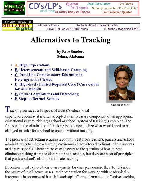 In Motion Magazine: "Alternatives to Tracking" Handout In Motion Magazine: "Alternatives to Tracking" Handout