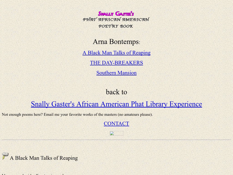 Phat African American Poetry Book: Arna Bontemps Website Phat African American Poetry Book: Arna Bontemps Website