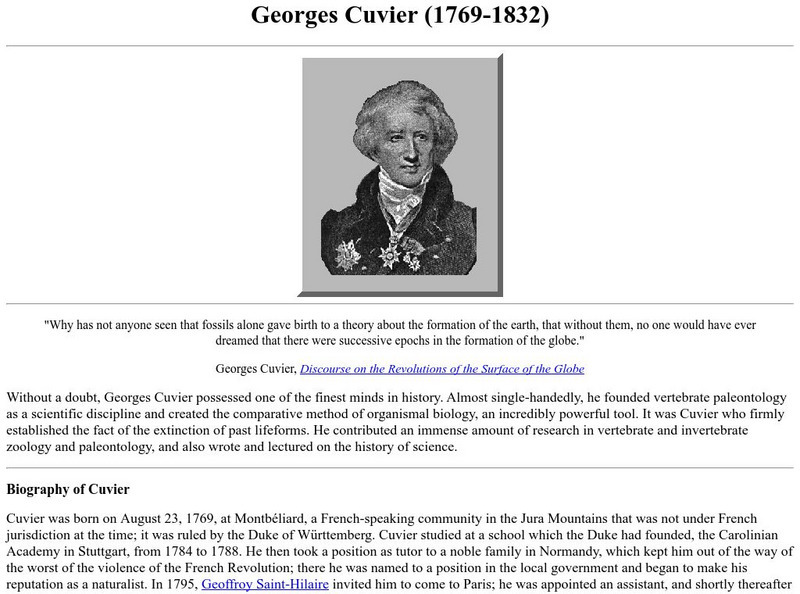 Ucmp: Georges Cuvier Website Ucmp: Georges Cuvier Website