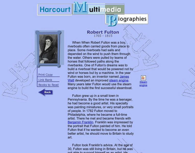 Harcourt: Biographies: Robert Fulton Website Harcourt: Biographies: Robert Fulton Website