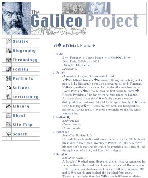 Galileo Project: Francois Viete Handout Galileo Project: Francois Viete Handout
