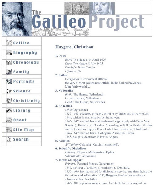 Galileo Project: Christiaan Huygens Handout Galileo Project: Christiaan Huygens Handout