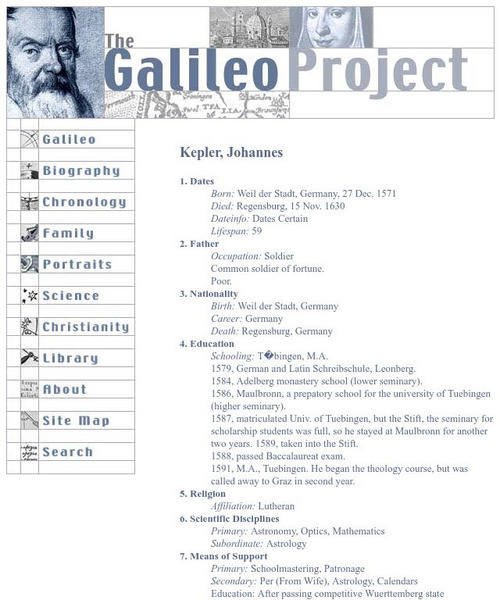 Galileo Project: Johannes Kepler Handout Galileo Project: Johannes Kepler Handout