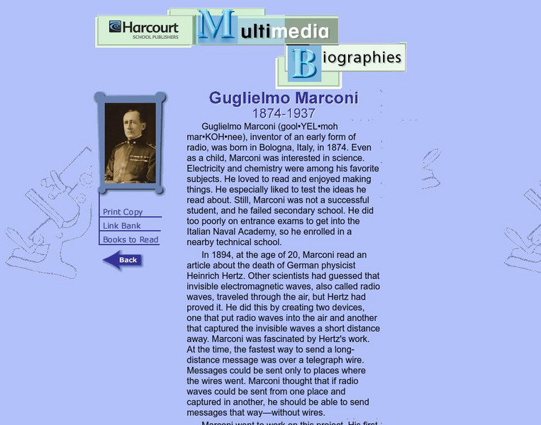 Harcourt: Biographies: Guglielmo Marconi Website Harcourt: Biographies: Guglielmo Marconi Website