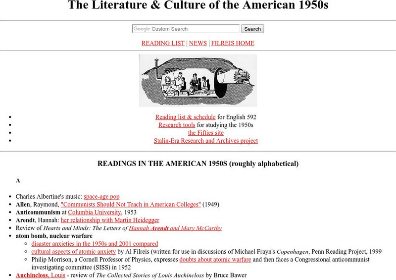 University of Pennsylvania: The Literature & Culture of the American 1950s Website University of Pennsylvania: The Literature & Culture of the American 1950s Website