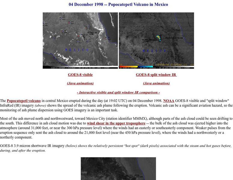 University of Wisconsin: Popocatepetl Volcano in Mexico Website University of Wisconsin: Popocatepetl Volcano in Mexico Website