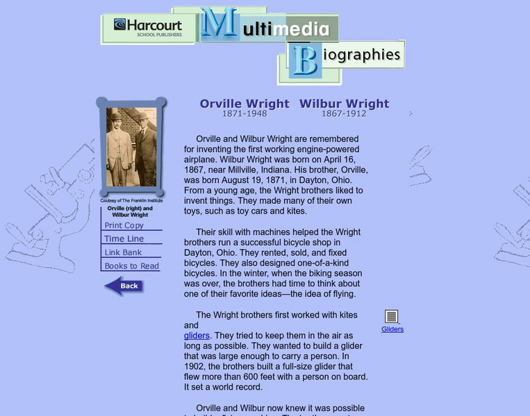 Harcourt: Biographies: Orville & Wilbur Wright Handout