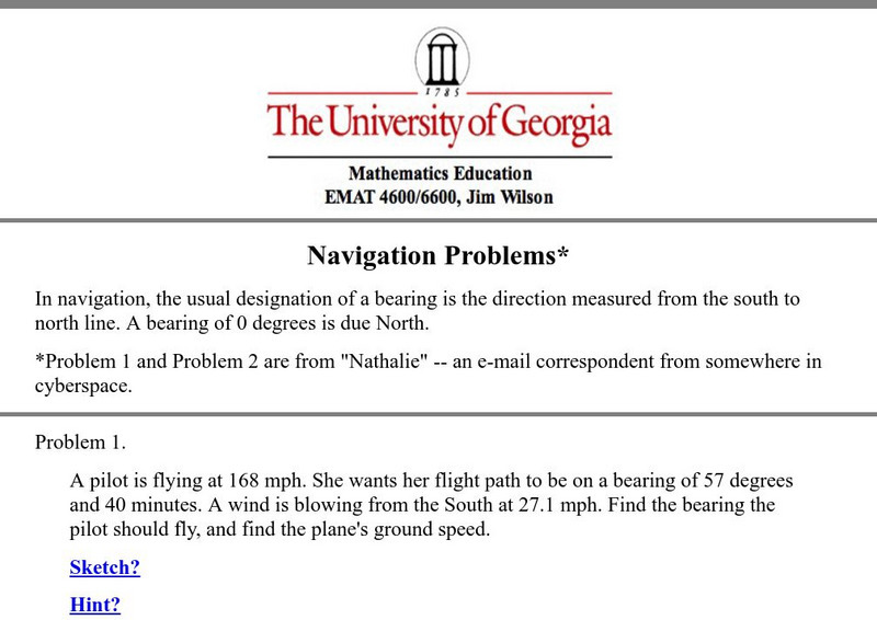 University of Georgia: Navigation Problems Activity University of Georgia: Navigation Problems Activity