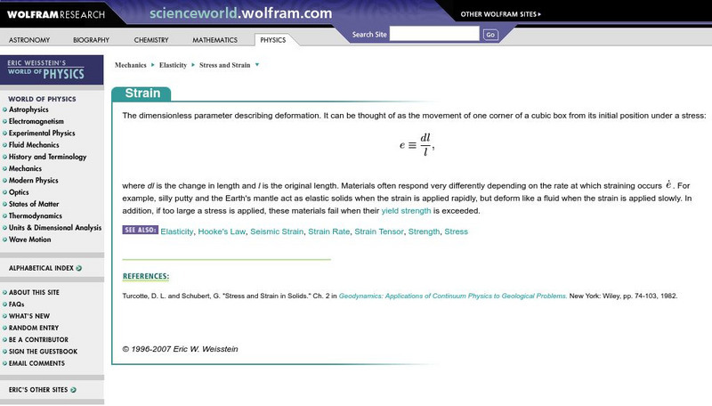 Wolfram Science World: Strain Handout Wolfram Science World: Strain Handout