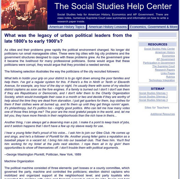 Social Studies Help Center: Urban Political Leaders: 1800s Early 1900s Handout Social Studies Help Center: Urban Political Leaders: 1800s Early 1900s Handout