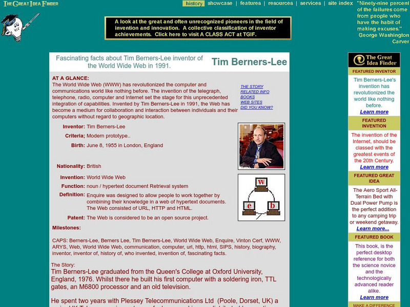 Great Idea Finder: Tim Berners Lee Handout
