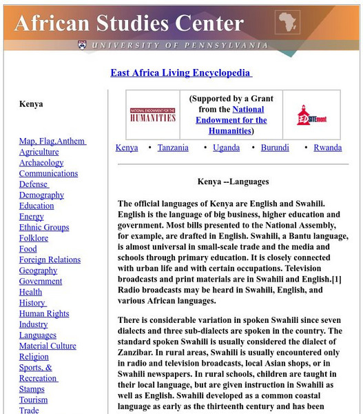 University of Pennsylvania: Languages of Kenya Graphic