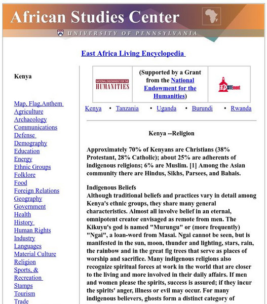 University of Pennsylvania: Religions of Kenya Handout