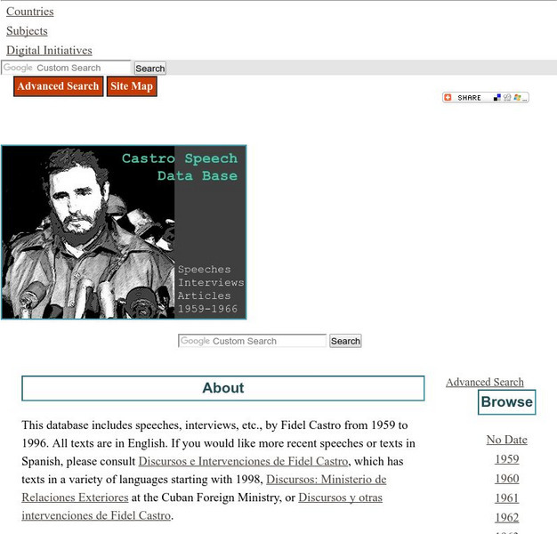 Uta: Lanic: Fidel Castro Speech Database Activity Uta: Lanic: Fidel Castro Speech Database Activity