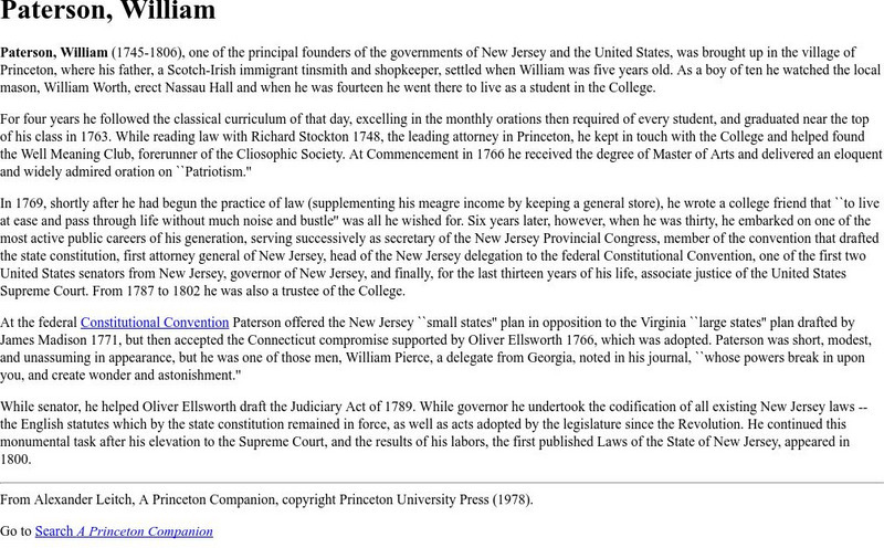 Princeton University: William Paterson Handout Princeton University: William Paterson Handout