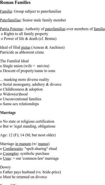 University of Virginia: The Roman Family Handout University of Virginia: The Roman Family Handout