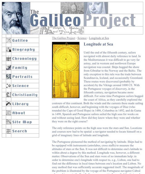 Galileo Project: Longitude at Sea Website Galileo Project: Longitude at Sea Website