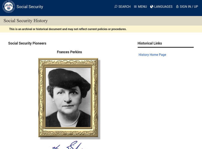 Social Security Online: Frances Perkins Handout Social Security Online: Frances Perkins Handout