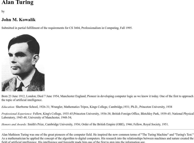 Vt: Alan Turing Website