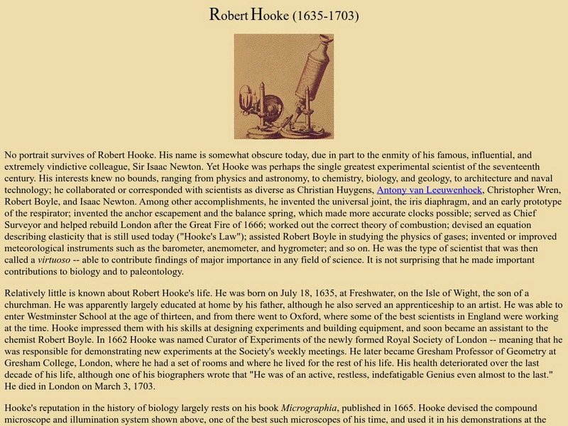 Ucmp: Robert Hooke Handout Ucmp: Robert Hooke Handout