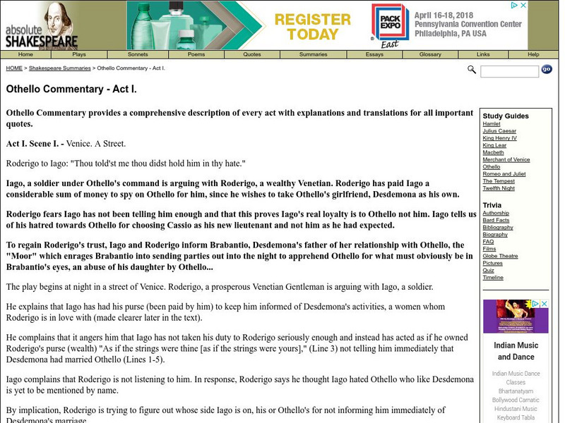 Absolute Shakespeare: Othello Commentary Website