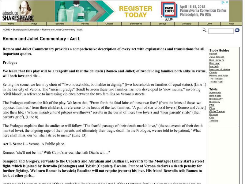 Absolute Shakespeare: Romeo and Juliet Commentary Website