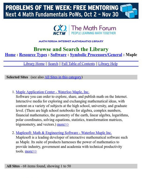 The Math Forum: Math Library Maple Activity The Math Forum: Math Library Maple Activity