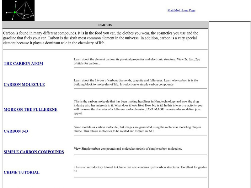 Mathmol Home Page: The Chemistry of Carbon Handout Mathmol Home Page: The Chemistry of Carbon Handout