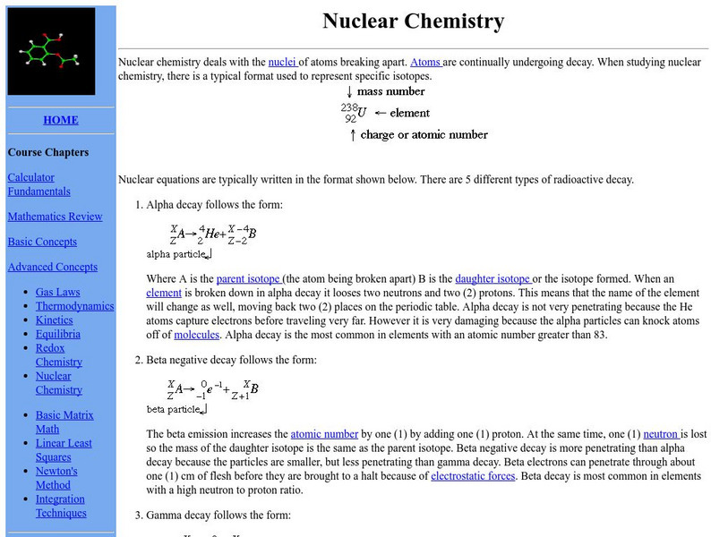 Shodor: Nuclear Chemistry Website Shodor: Nuclear Chemistry Website