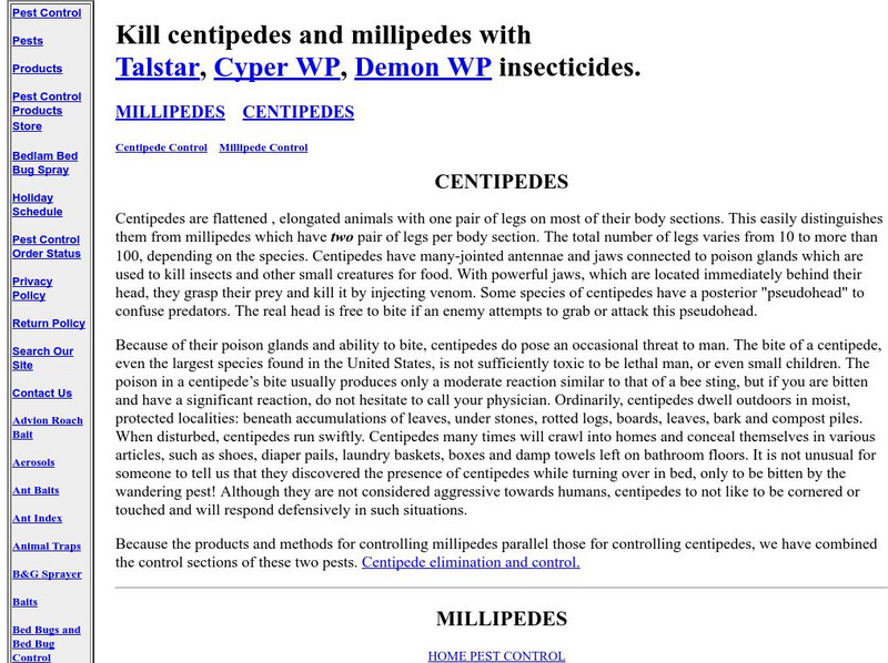 Pest Products: Centipedes and Humans Handout