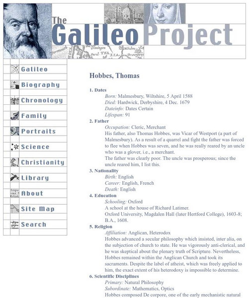 Galileo Project: Thomas Hobbes Website Galileo Project: Thomas Hobbes Website