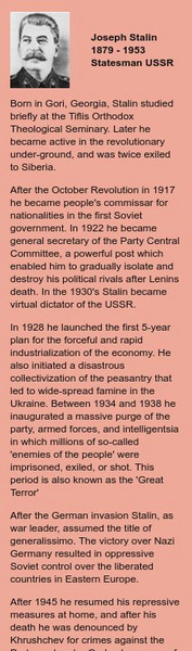 Hyper History Online: Joseph Stalin (1879 1953) Website Hyper History Online: Joseph Stalin (1879 1953) Website