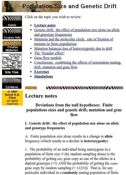 Population Size and Genetic Drift: Lecture Notes Handout Population Size and Genetic Drift: Lecture Notes Handout