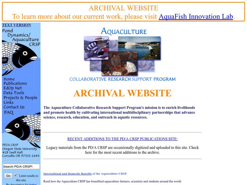 Aquaculture Collaborative Research Support Program Website Aquaculture Collaborative Research Support Program Website