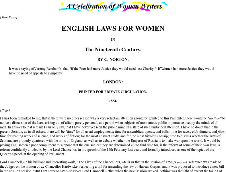 Celebration of Women Writers: English Laws for Women Primary Celebration of Women Writers: English Laws for Women Primary