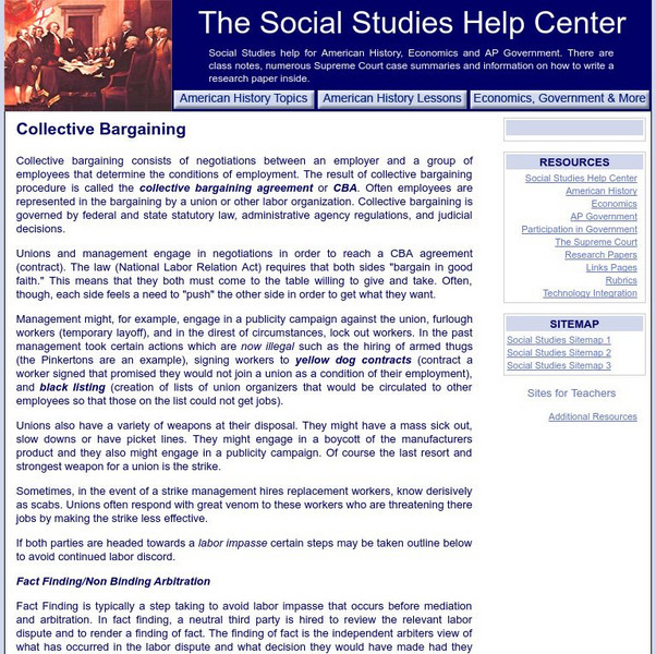 Social Studies Help Center: Collective Bargaining Handout Social Studies Help Center: Collective Bargaining Handout