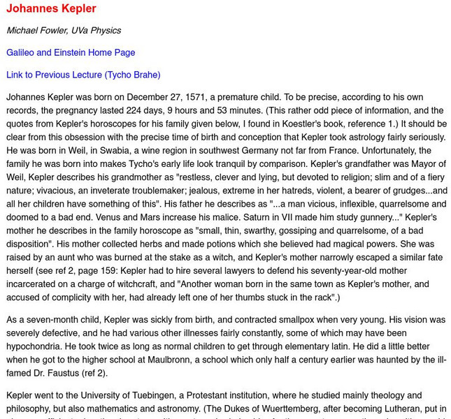 University of Virginia: The Studies of Kepler Primary University of Virginia: The Studies of Kepler Primary