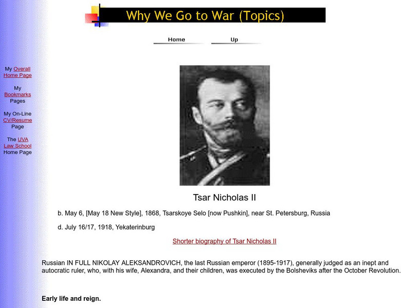 Why We Go to War: Tsar Nicholas Ii Website Why We Go to War: Tsar Nicholas Ii Website