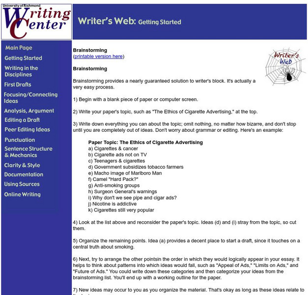 University of Richmond: Brainstorming Activity University of Richmond: Brainstorming Activity